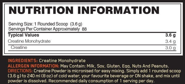 Optimum Nutrition Micronised Creatine Powder 317gr