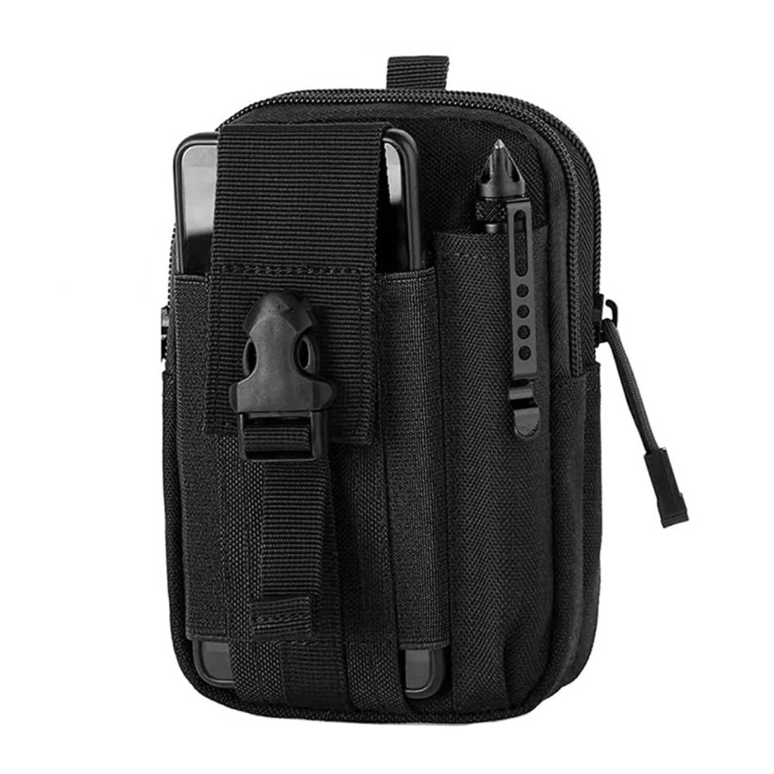 Military Belt Bag in Black, (18cm x 12cm x 6cm)