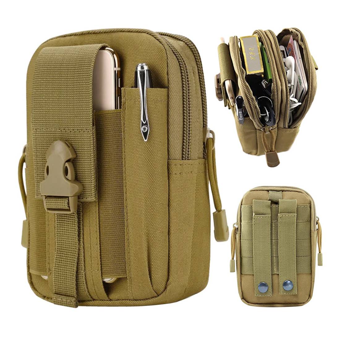 Military Belt Bag Beige, (18cm x 12cm x 6cm)