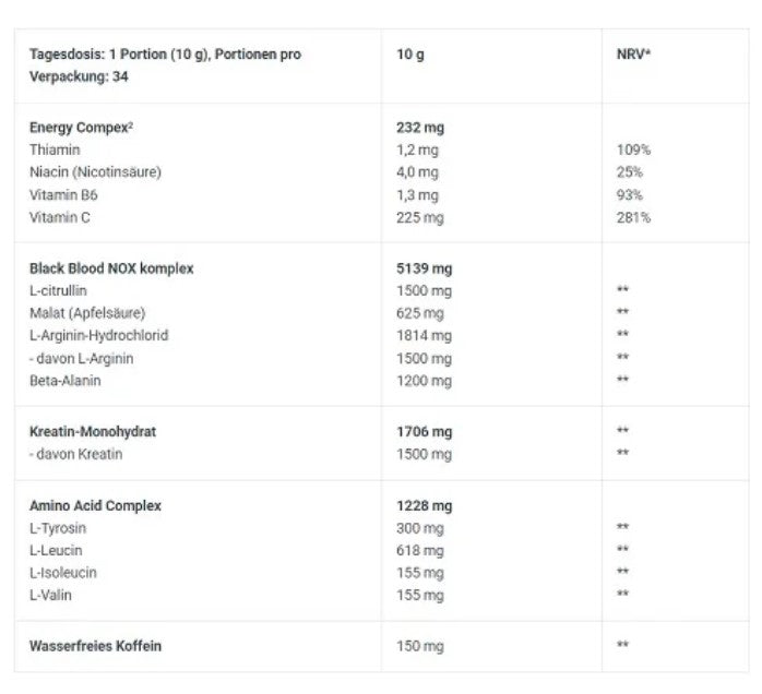 Biotech USA Black Blood Nox+ Pre Workout Supplement 340gr, Blood Orange