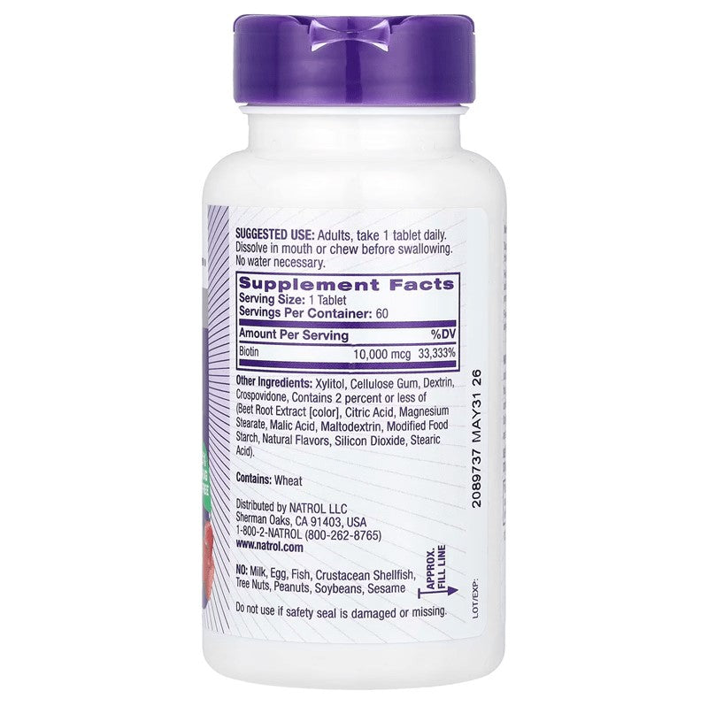 Natrol Biotin Fast Dissolve με Γεύση Φράουλα 60 δισκία