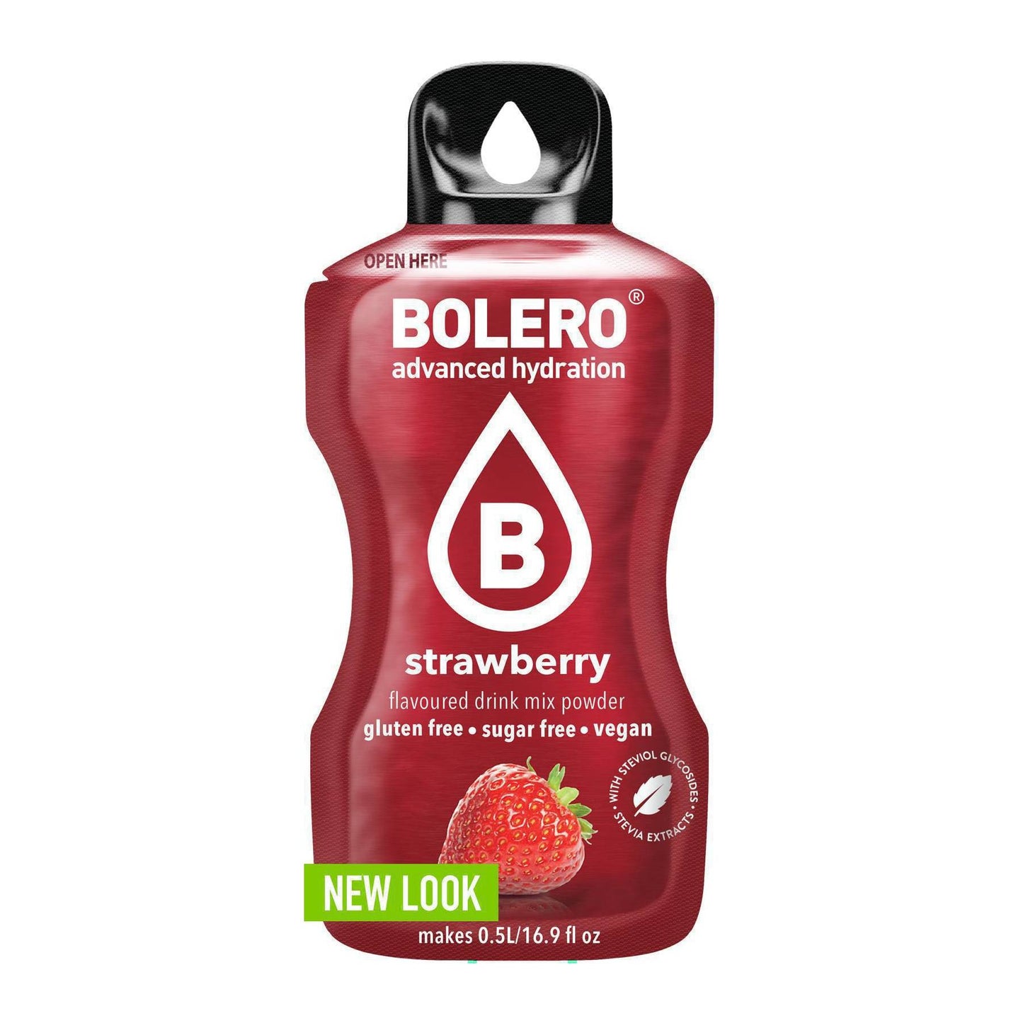 Bolero Χυμός σε Σκόνη 500ml σε Νερό Φράουλα Χωρίς Ζάχαρη 3gr 12τμχ