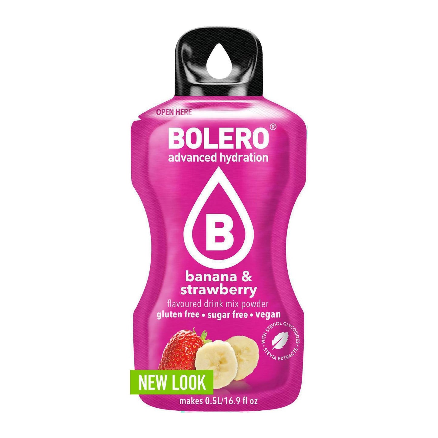 Bolero Χυμός σε Σκόνη 500ml σε Νερό Μπανάνα & Φράουλα Χωρίς Ζάχαρη 3gr 12τμχ