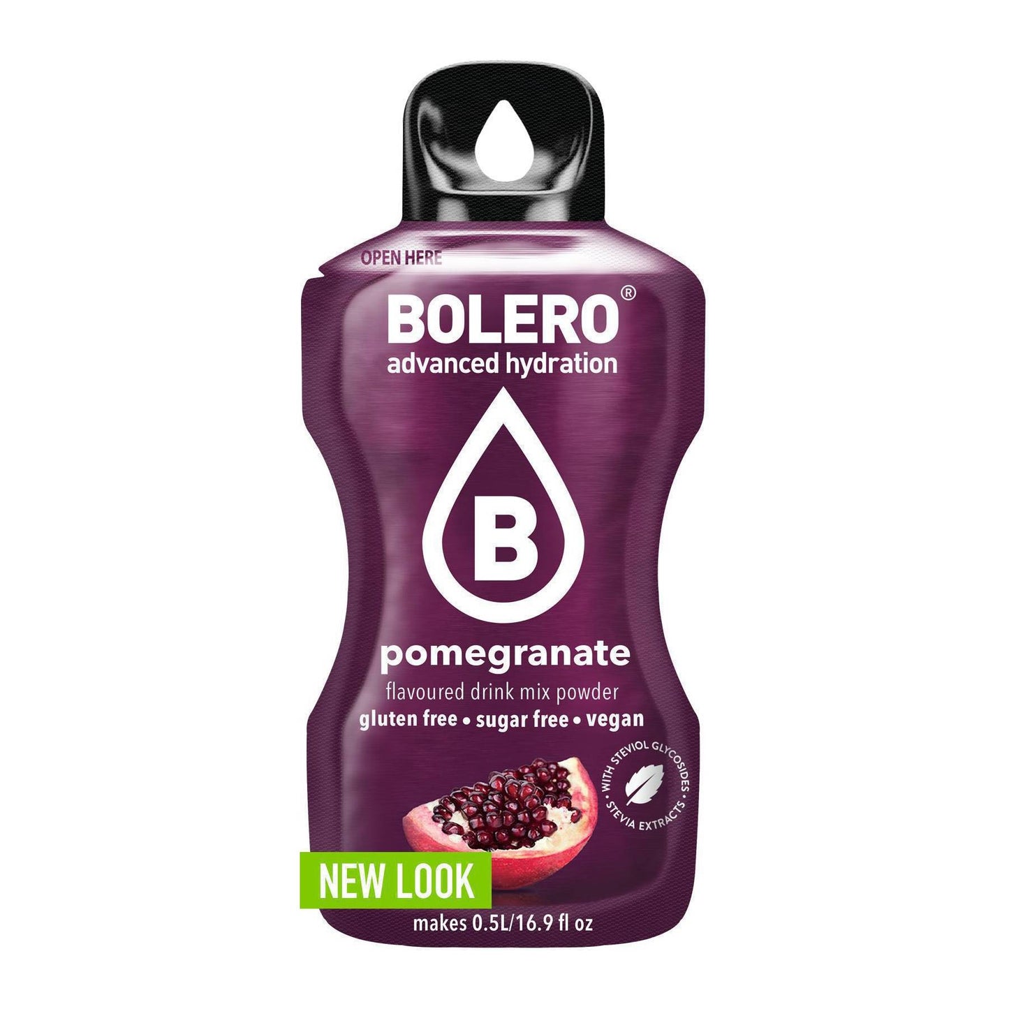 Bolero Χυμός σε Σκόνη 500ml σε Νερό Ρόδι Χωρίς Ζάχαρη 3gr 12τμχ
