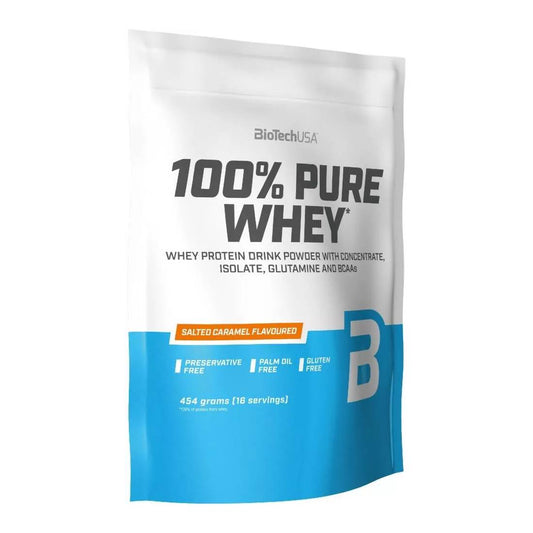 Biotech USA 100% Pure Whey With Concentrate, Isolate, Glutamine & BCAAs Πρωτεΐνη Ορού Γάλακτος Χωρίς Γλουτένη με Γεύση Salted Caramel 1kg