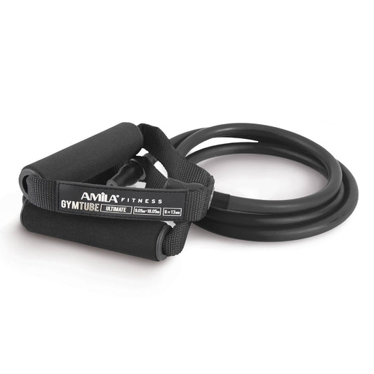 AMILA Λάστιχο Γυμναστικής Σωληνωτό Πολύ Σκληρό με Λαβές Μαύρο
