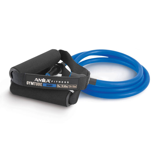 AMILA Λάστιχο Γυμναστικής Σωληνωτό Σκληρό με Λαβές Μπλε