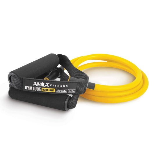 AMILA Λάστιχο Γυμναστικής Σωληνωτό Πολύ Μαλακό με Λαβές Κίτρινο