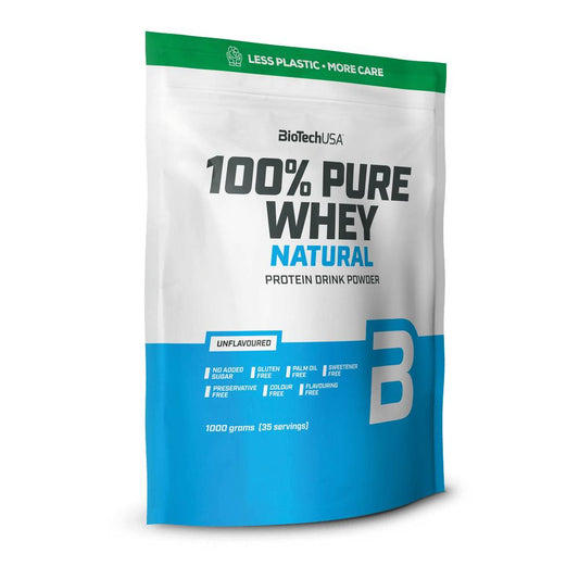 Biotech USA 100% Pure Whey Natural With Concentrate, Isolate, Glutamine & BCAAs Πρωτεΐνη Ορού Γάλακτος Χωρίς Γλουτένη με Γεύση Unvlavoured 454gr