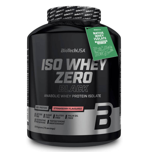 Biotech USA Iso Whey Zero Black Πρωτεΐνη Ορού Γάλακτος Χωρίς Γλουτένη & Λακτόζη με Γεύση Φράουλα 2.27kg