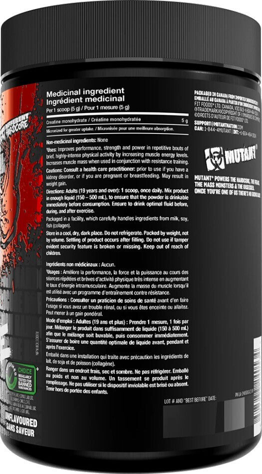 Mutant Creatine Μικρονισμένη Μονοϋδρική Κρεατίνη Unflavoured 300gr