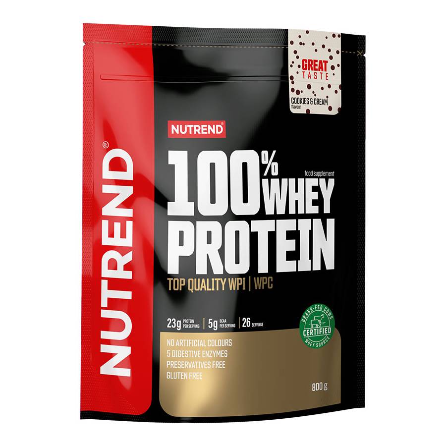 Nutrend 100% Whey Πρωτεΐνη Ορού Γάλακτος Χωρίς Γλουτένη με Γεύση Cookies & Cream 800g