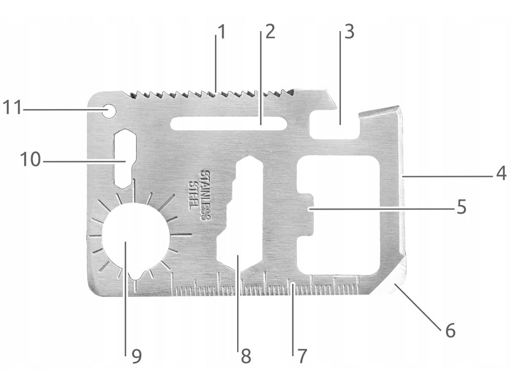 Survival card survival tool knife - Card Multitool with Case Silver