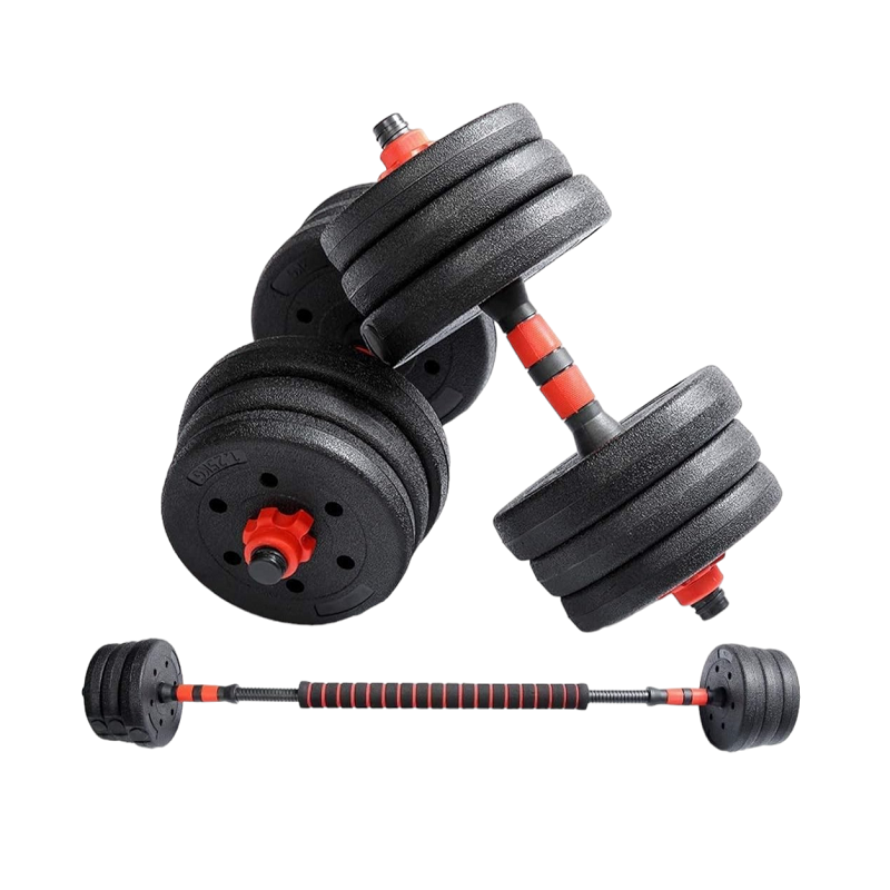 Set of gym dumbbells with a bar - 10kg