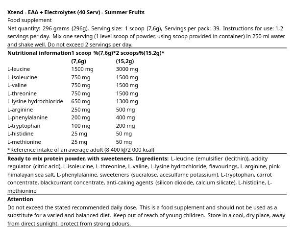 XTend EAAs + Electrolytes 100mg 300gr (40 Μερίδες)