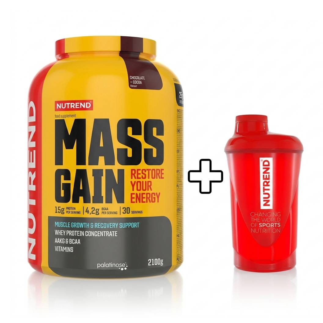 Nutrend Mass Gain Πρωτεΐνη Ορού Γάλακτος με Γεύση Chocolate & Cacao + Nurned Shaker 600ml