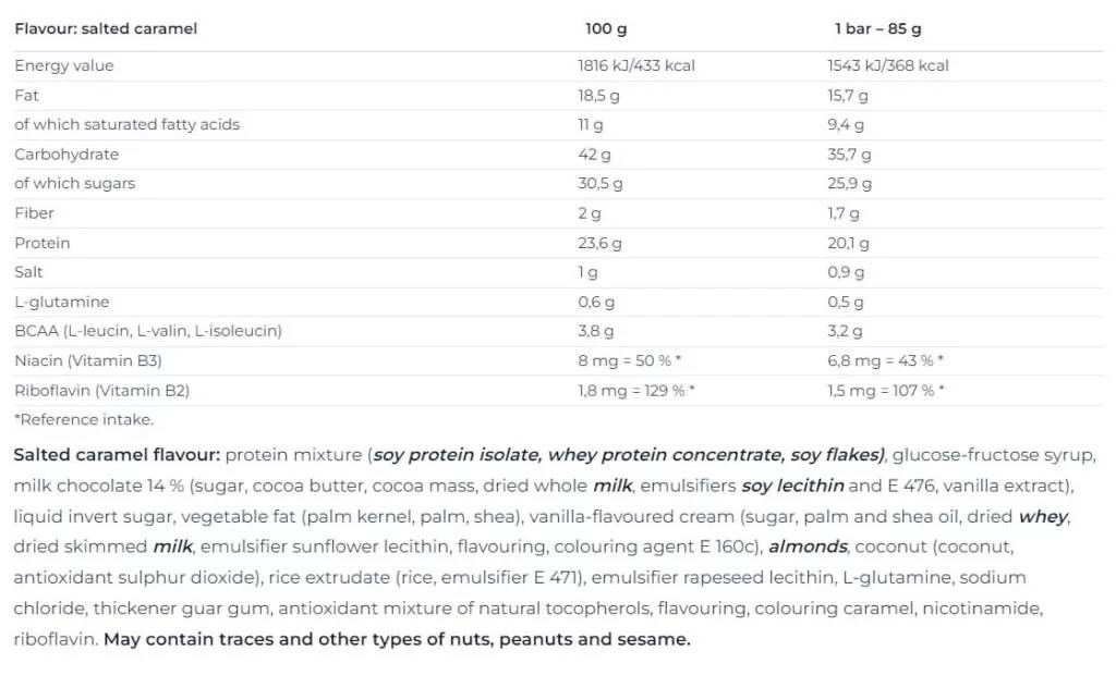 Nutrend Excelent Protein Bar Double – Salted Caramel (1 Bar, 85 g)