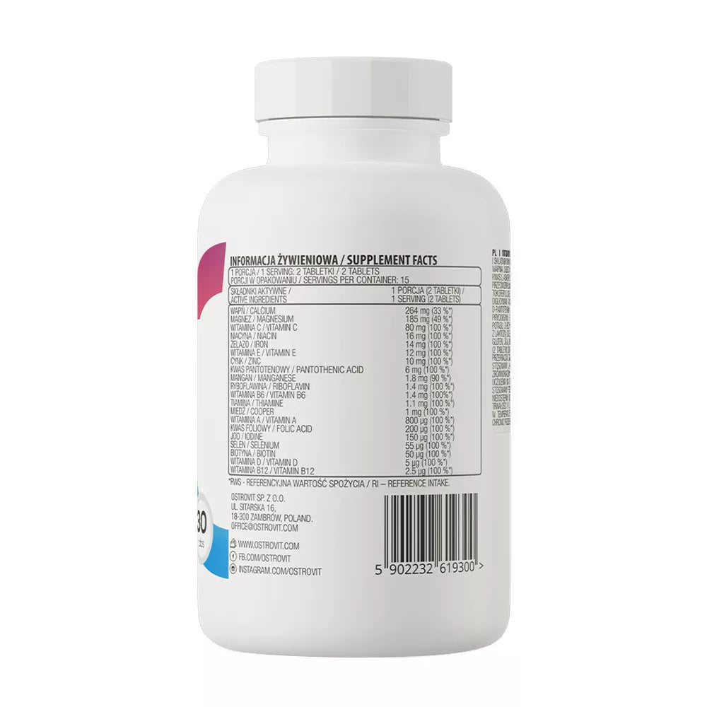 OstroVit Vit&Min 100% – Πολυβιταμίνες & Μέταλλα Υψηλής Απορρόφησης 30 Κάψουλες