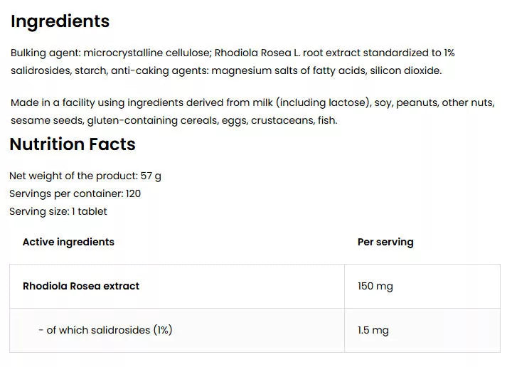 Rhodiola Rosea OstroVit 120 Δισκία – Συμπλήρωμα για Άγχος & Ενέργεια