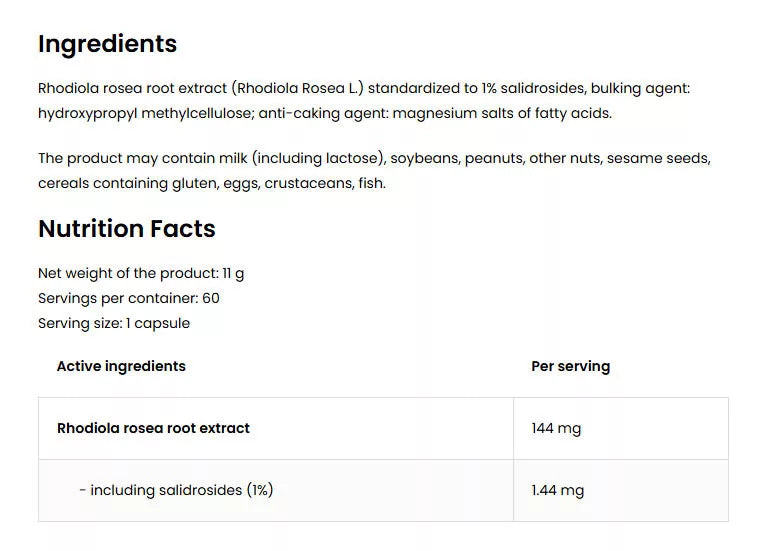 Rhodiola Rosea OstroVit 60 Κάψουλες – Συμπλήρωμα για Άγχος & Ενέργεια