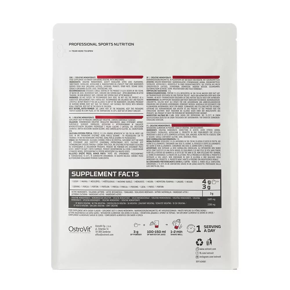 OstroVit Creatine Monohydrate 300 g – Γεύση Κεράσι
