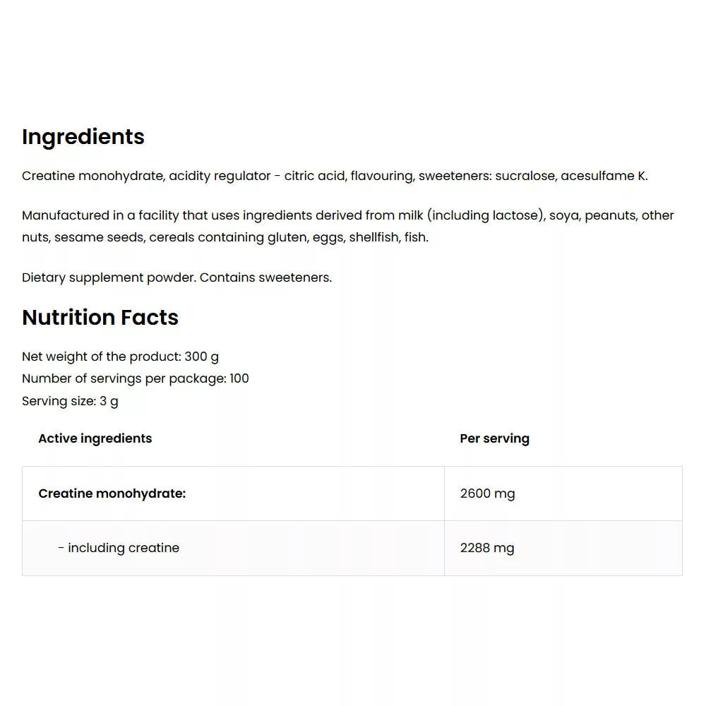 OstroVit Creatine Monohydrate 300 g – Γεύση Κεράσι