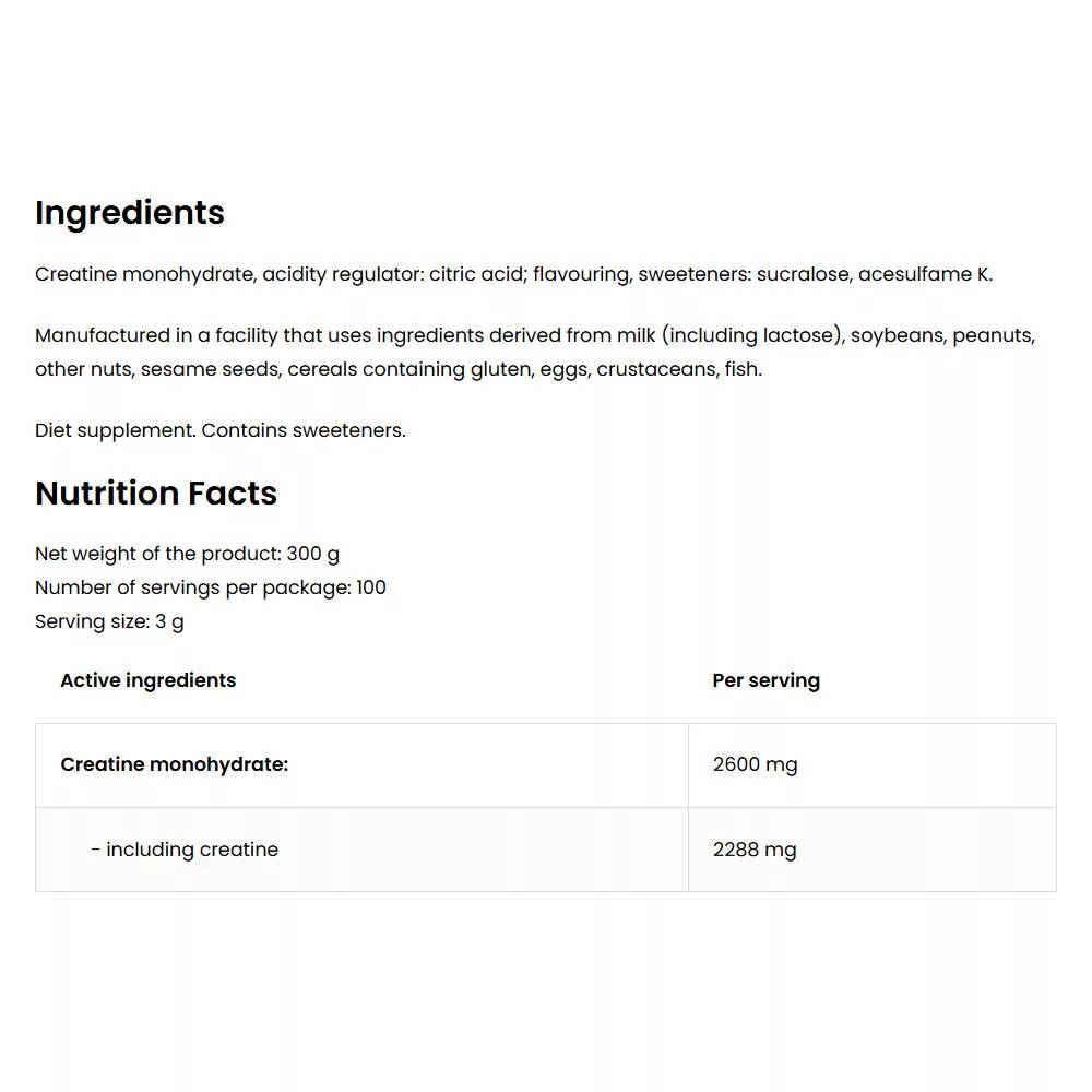 OstroVit Creatine Monohydrate 300 g – Γεύση Λεμόνι