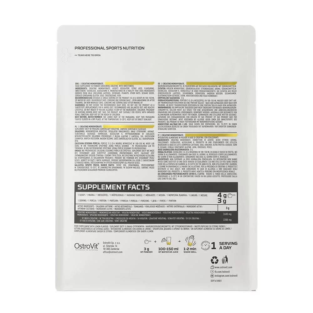 OstroVit Creatine Monohydrate 300 g – Γεύση Λεμόνι