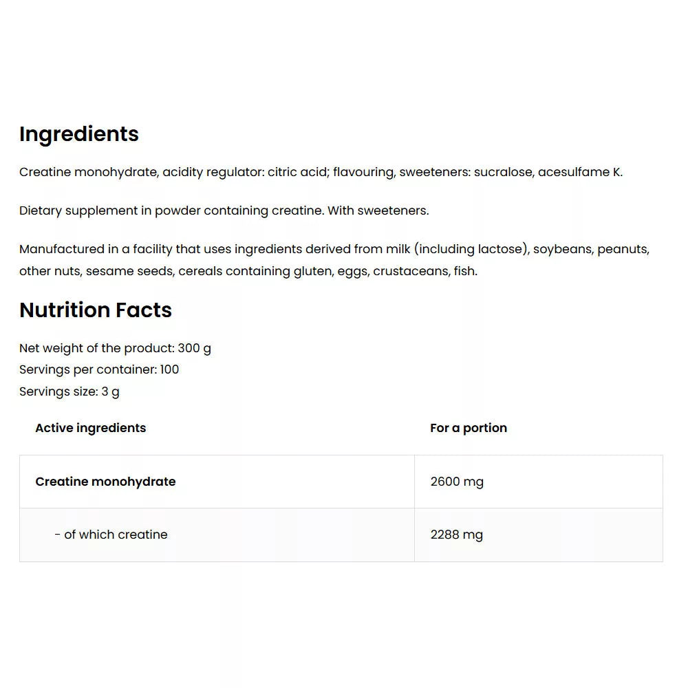 OstroVit Creatine Monohydrate 300 g – Γεύση Πορτοκάλι
