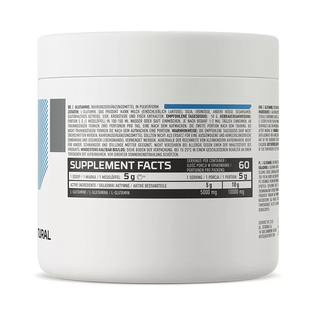 OstroVit Glutamine – Καθαρή L-Γλουταμίνη σε Σκόνη (300 g, Natural)