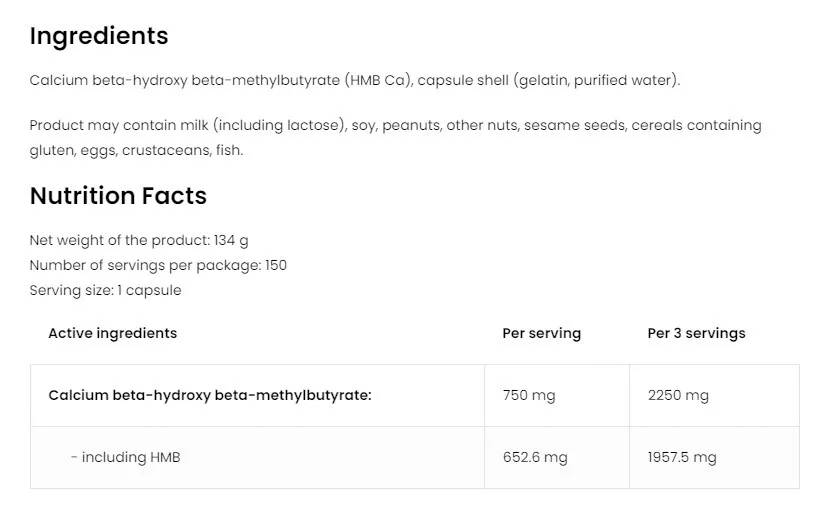 OstroVit HMB 2250 mg – 150 Κάψουλες