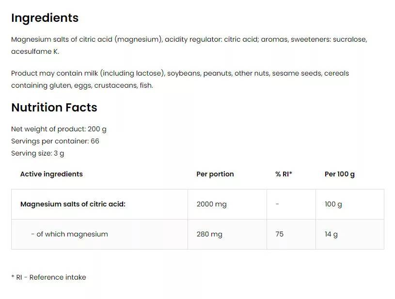 OstroVit Magnesium Citrate – Raspberry Lemonade with Mint (200 g)
