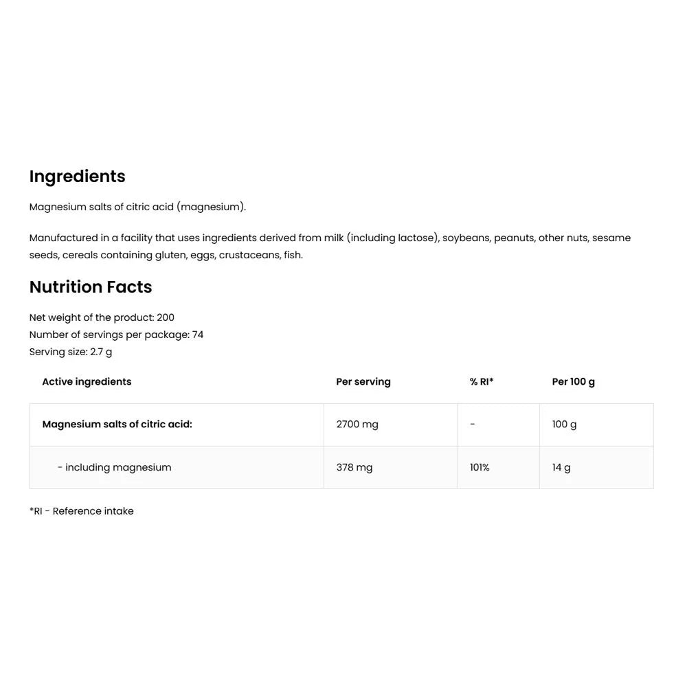 OstroVit Supreme Pure Magnesium Citrate 200gr