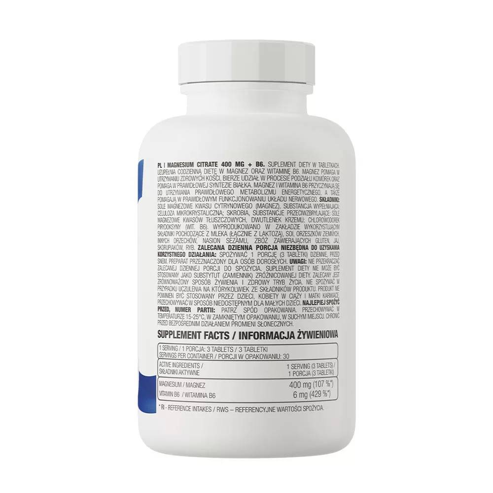 OstroVit Magnesium Citrate 400 mg + B6 – 90 Δισκία