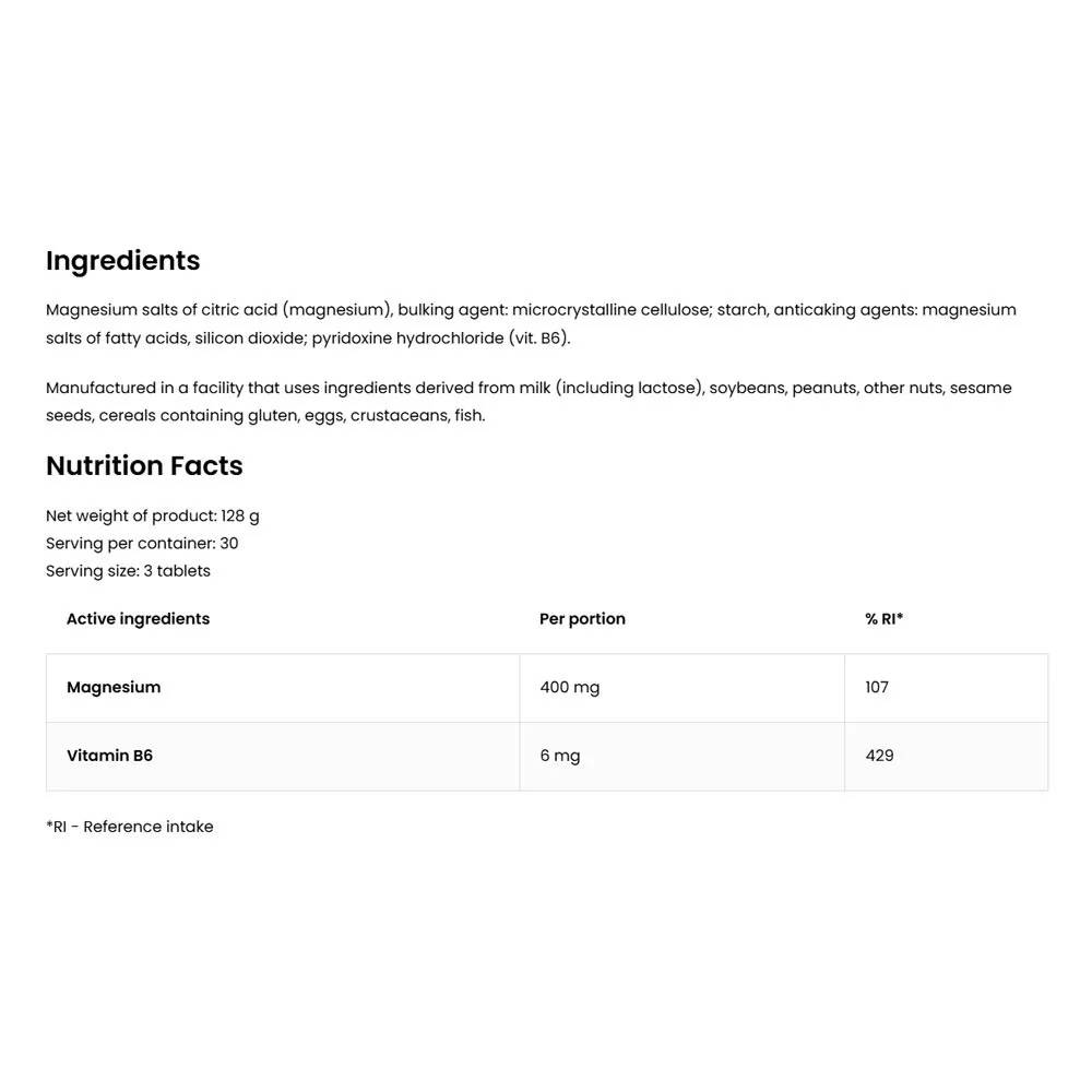 OstroVit Magnesium Citrate 400 mg + B6 – 90 Δισκία