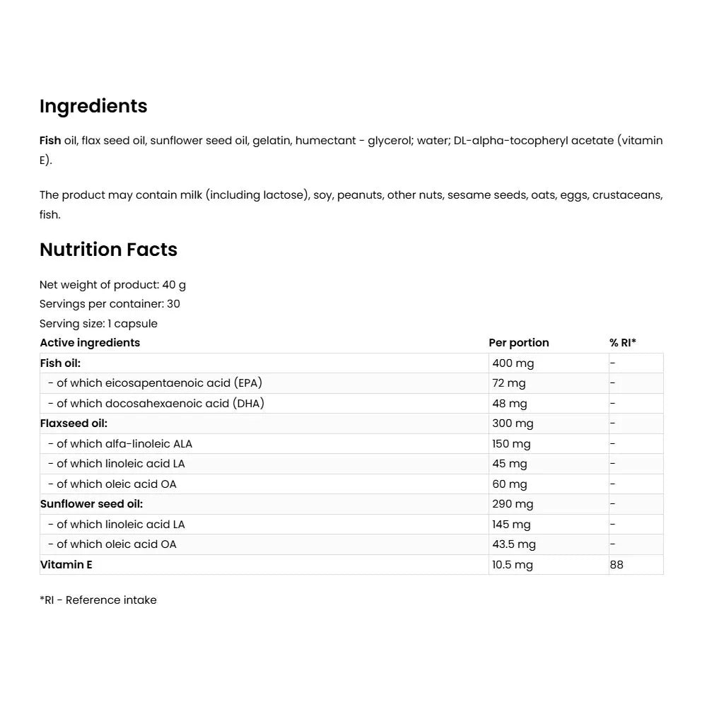 OstroVit Omega 3-6-9 30 Κάψουλες Λιπαρών Οξέων για Καρδιά & Εγκέφαλο