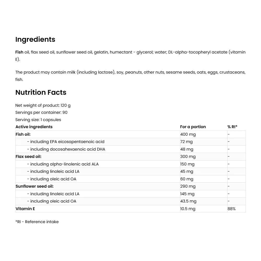 OstroVit Omega 3-6-9 – 90 Κάψουλες Λιπαρών Οξέων για Καρδιά & Εγκέφαλο