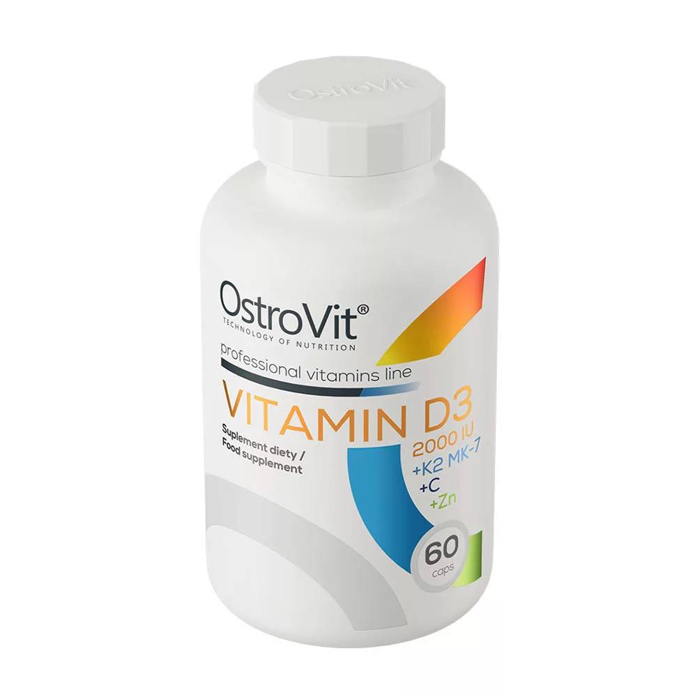 OstroVit Vitamin D3 2000 IU + K2 MK-7 + C + Zinc – 60 Κάψουλες