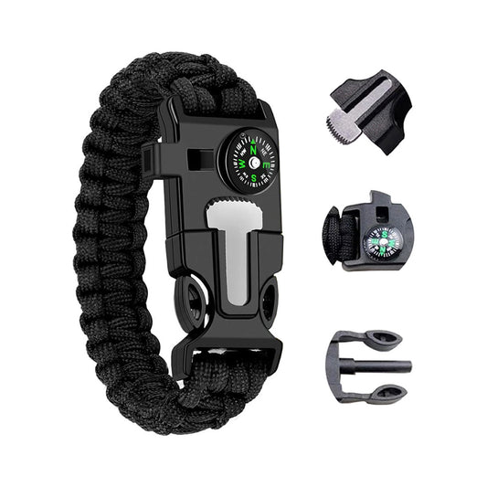 Survival bracelet 5in1 compass tinder rope knife