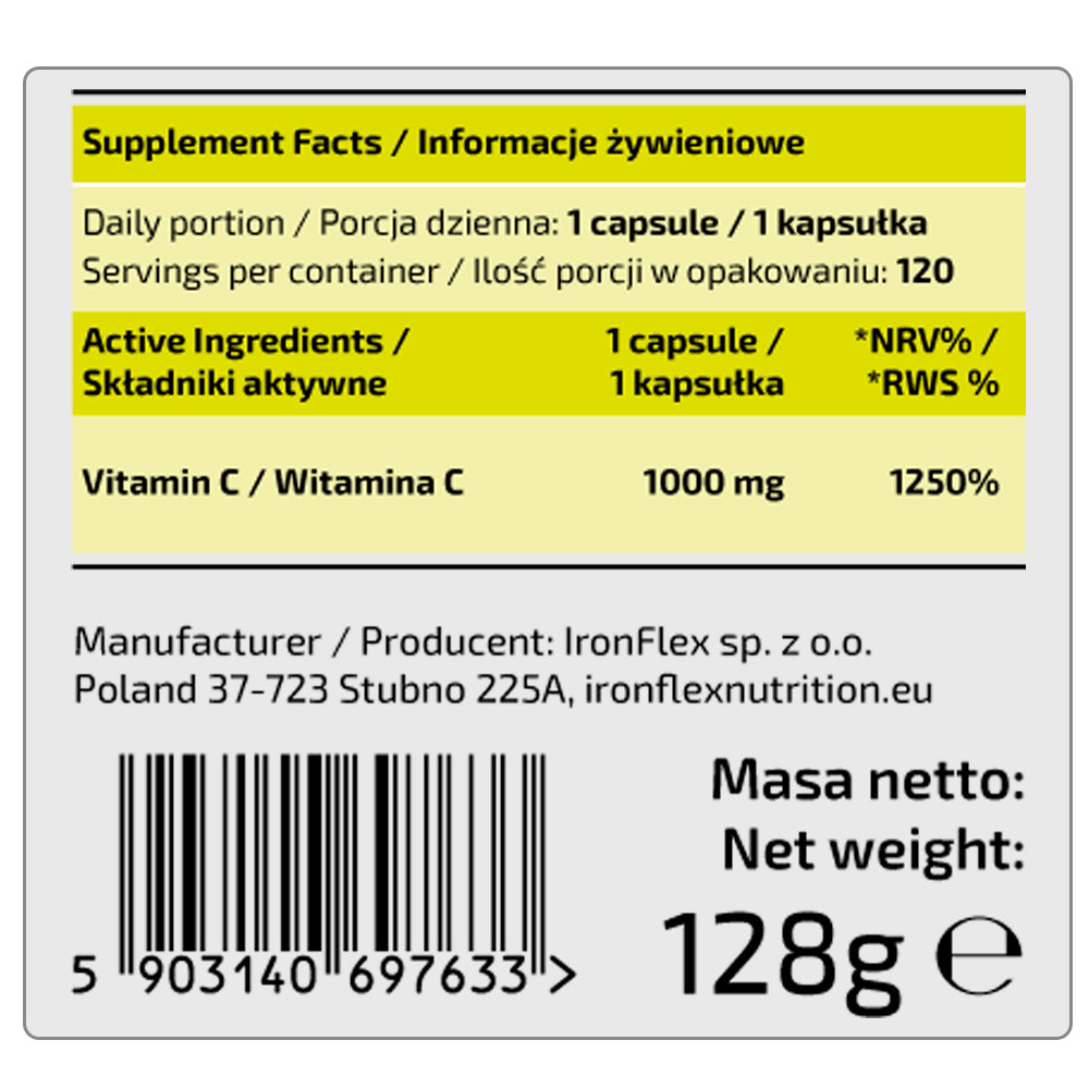 Ironflex Nutrition Βιταμίνη C 1000mg 120 φυτικές κάψουλες