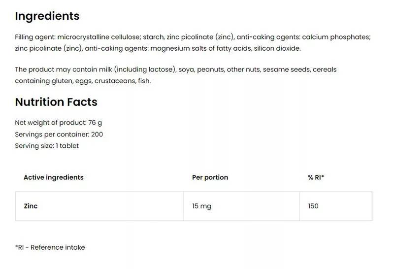 OstroVit Zinc Picolinate – 200 Tablets