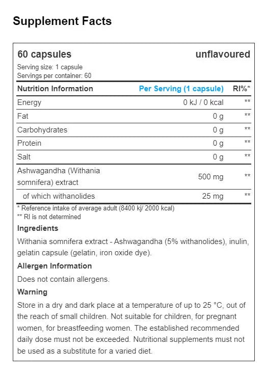 Nutrend Ashwagandha KSM-66 (60 κάψουλες) – Για Απόδοση & Χαλάρωση