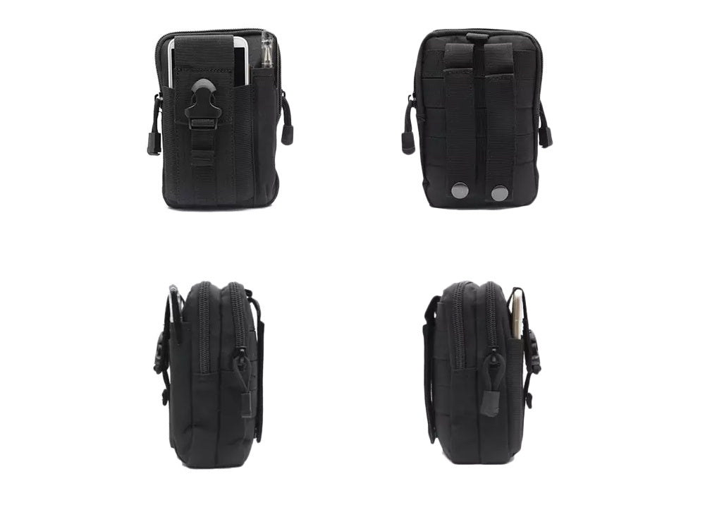 Military Belt Bag in Black, (18cm x 12cm x 6cm)