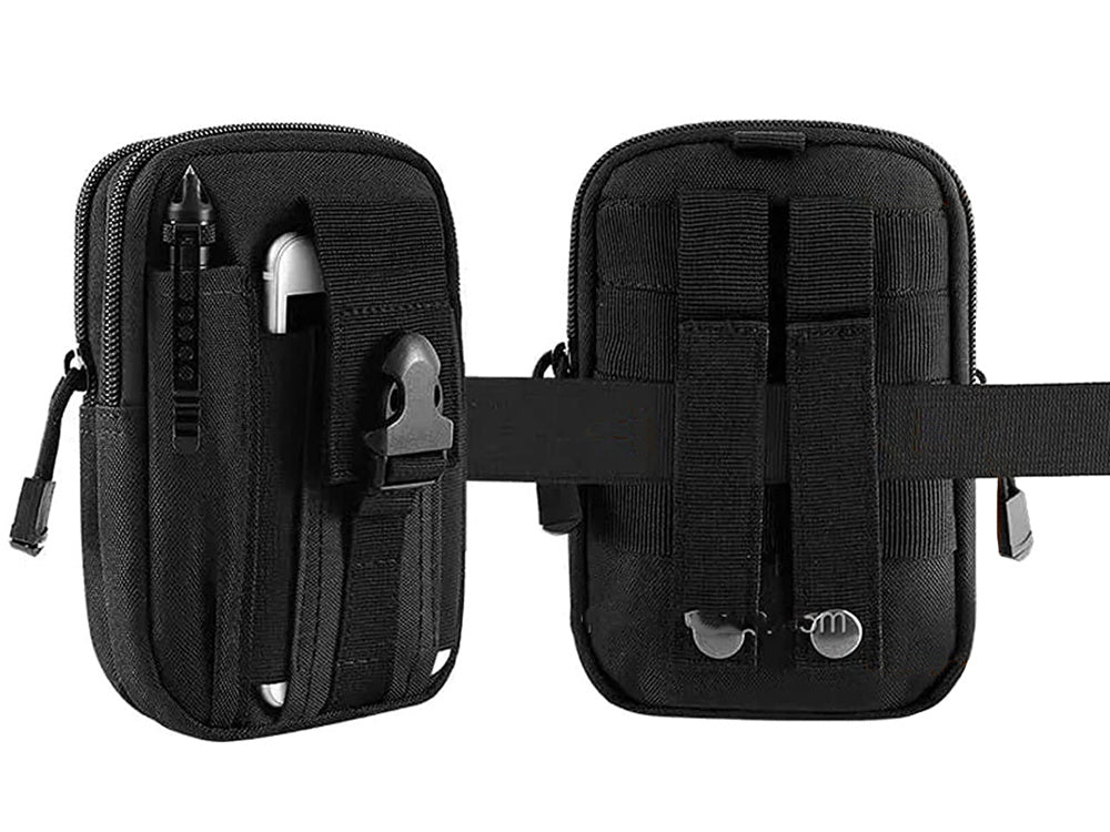 Military Belt Bag in Black, (18cm x 12cm x 6cm)