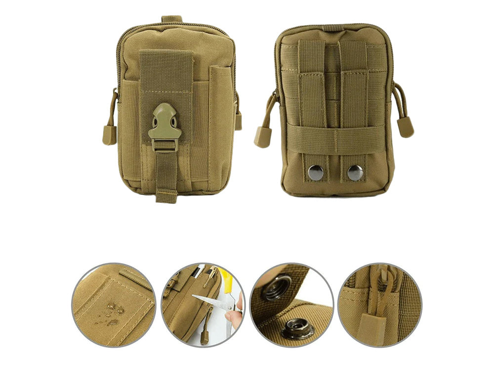 Military Belt Bag Beige, (18cm x 12cm x 6cm)