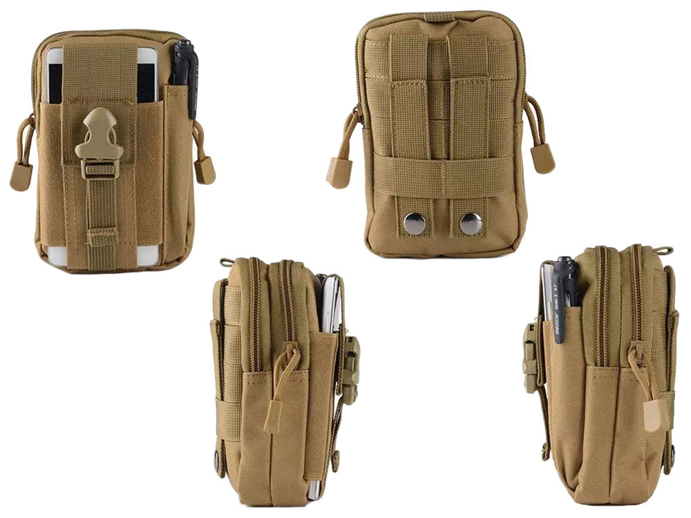 Military Belt Bag Beige, (18cm x 12cm x 6cm)