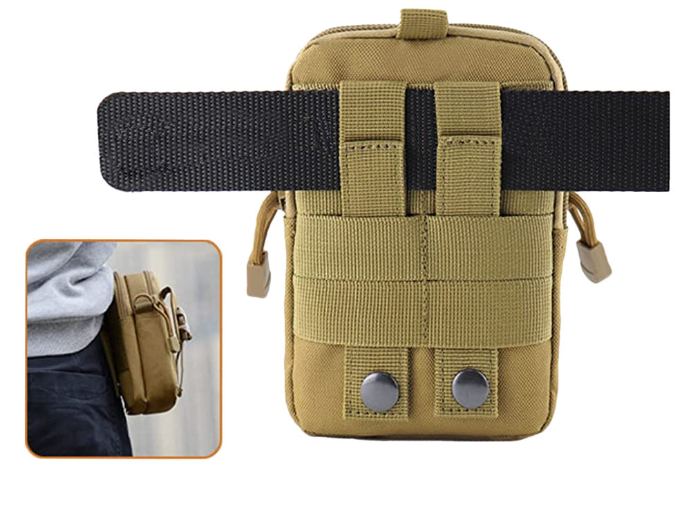 Military Belt Bag Beige, (18cm x 12cm x 6cm)