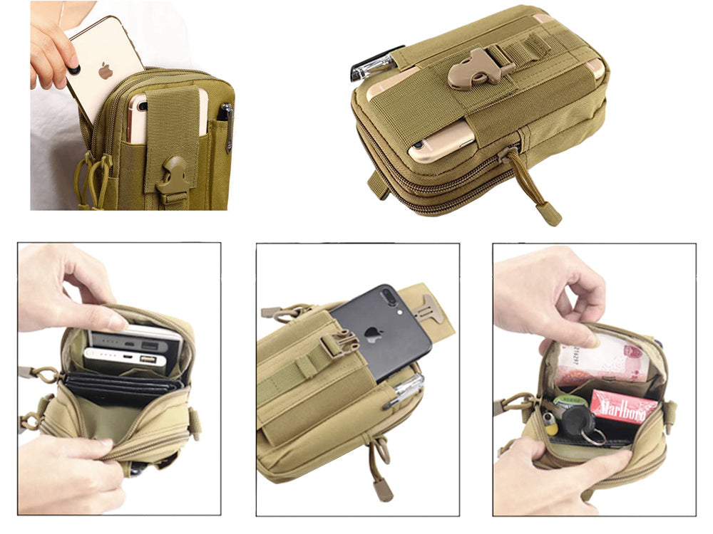Military Belt Bag Beige, (18cm x 12cm x 6cm)