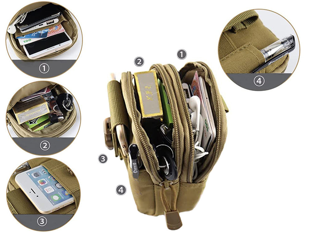 Military Belt Bag Beige, (18cm x 12cm x 6cm)