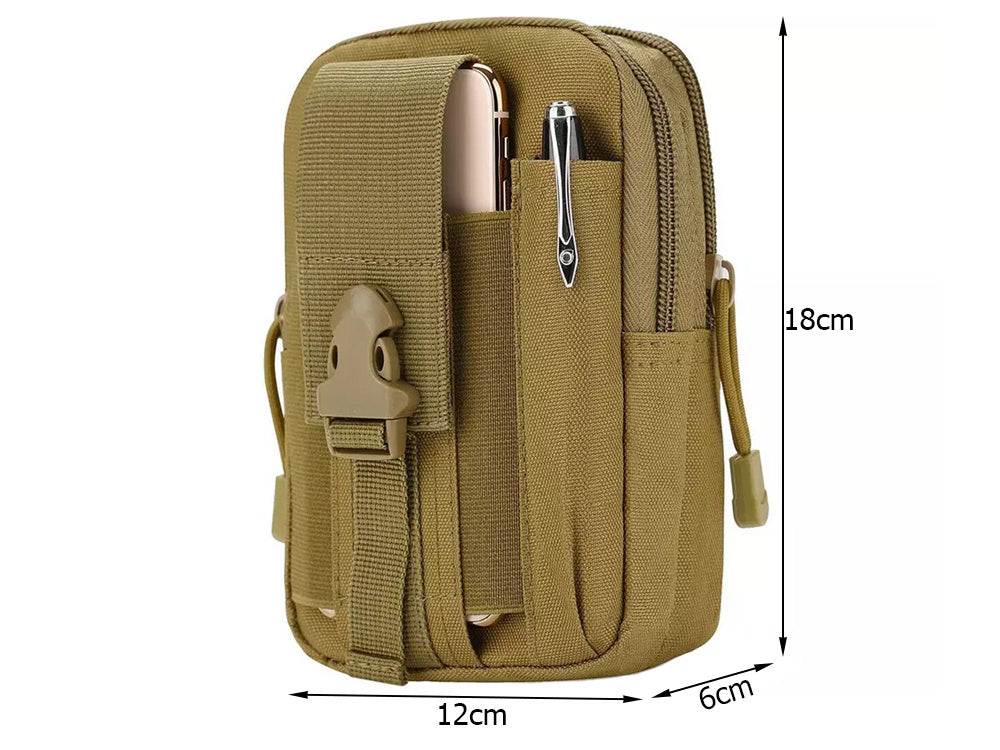 Military Belt Bag Beige, (18cm x 12cm x 6cm)